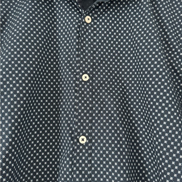 Zara Man Slim Fit Navy Print Button Down Shirt - Picture 4 of 5